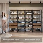 Guarda-roupa closet modulado 4 gavetas 258 cm valencia madesa 06