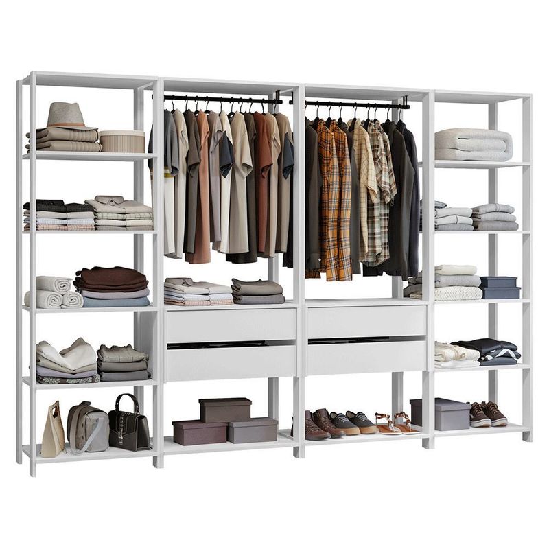 Guarda-roupa closet modulado 4 gavetas 258 cm branco valencia madesa 01