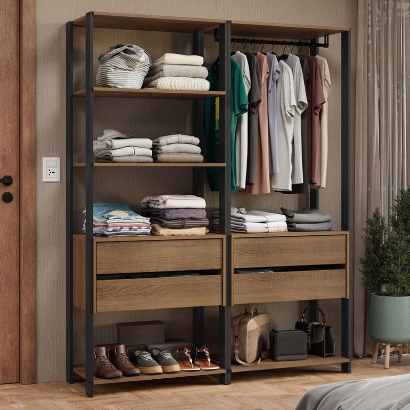 Guarda-roupa closet modulado 4 gavetas 140 cm valencia madesa
