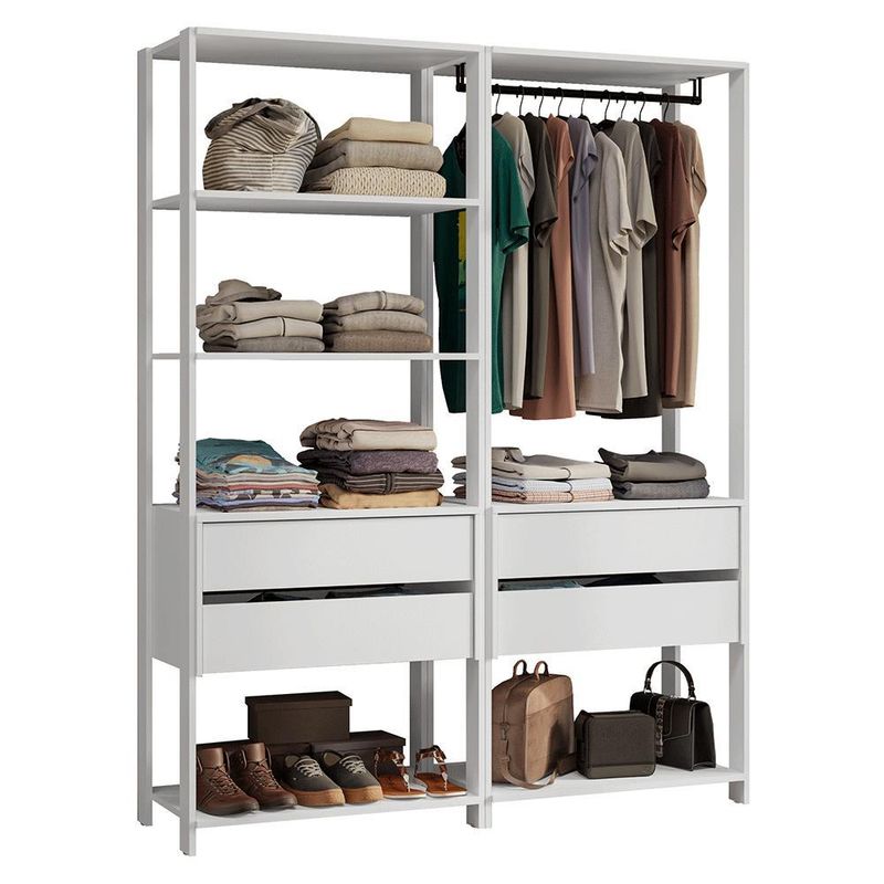 Guarda-roupa closet modulado 4 gavetas 140 cm branco valencia madesa