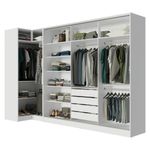 Guarda-roupa modulado neo + guarda-roupa royale 3 portas de correr com espelhos branco madesa