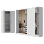 Guarda-roupa modulado neo + guarda-roupa royale 3 portas de correr com espelhos branco madesa