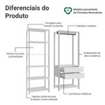 Guarda-roupa closet modulado 2 gavetas 129 cm branco valencia madesa