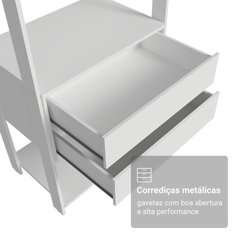 Guarda-roupa closet modulado 2 gavetas 188 cm branco valencia madesa