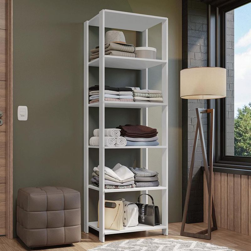 Guarda-roupa closet modulado 5 prateleiras 59cm branco valencia madesa