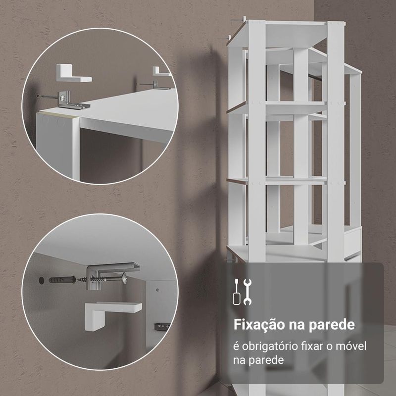 Guarda-roupa closet modulado 5 prateleiras 59cm branco valencia madesa