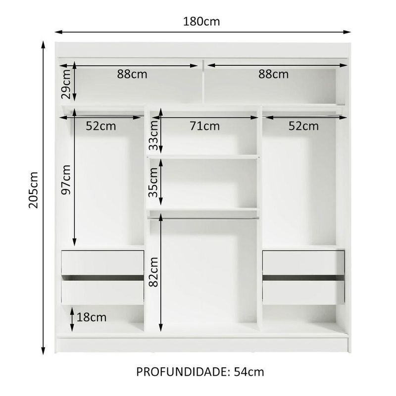 Guarda-roupa casal madesa reno 3 portas de correr - branco