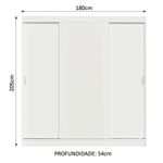 Guarda-roupa casal madesa reno 3 portas de correr - branco