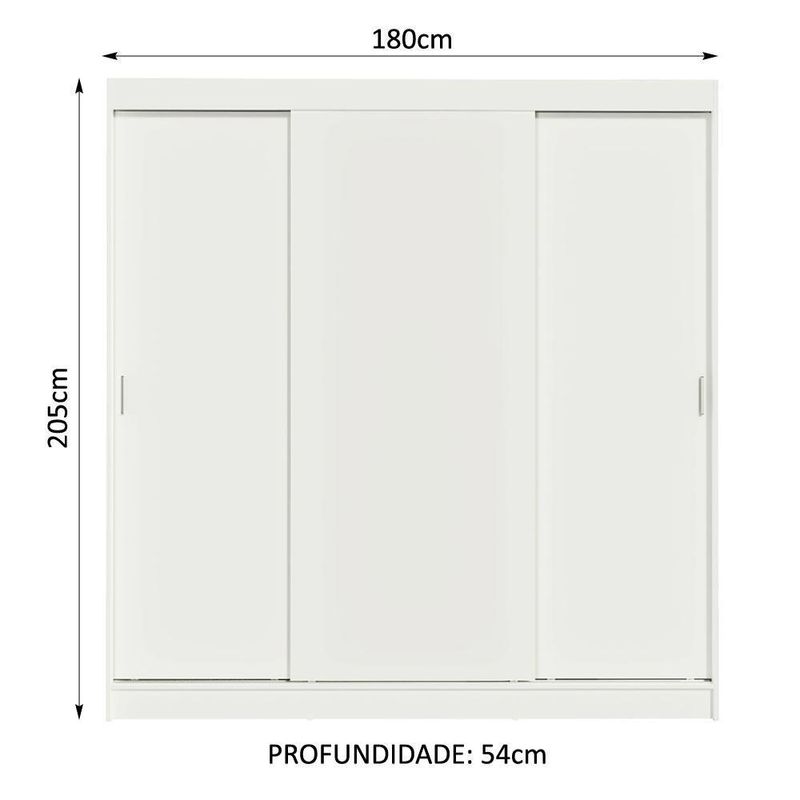 Guarda-roupa casal madesa reno 3 portas de correr - branco