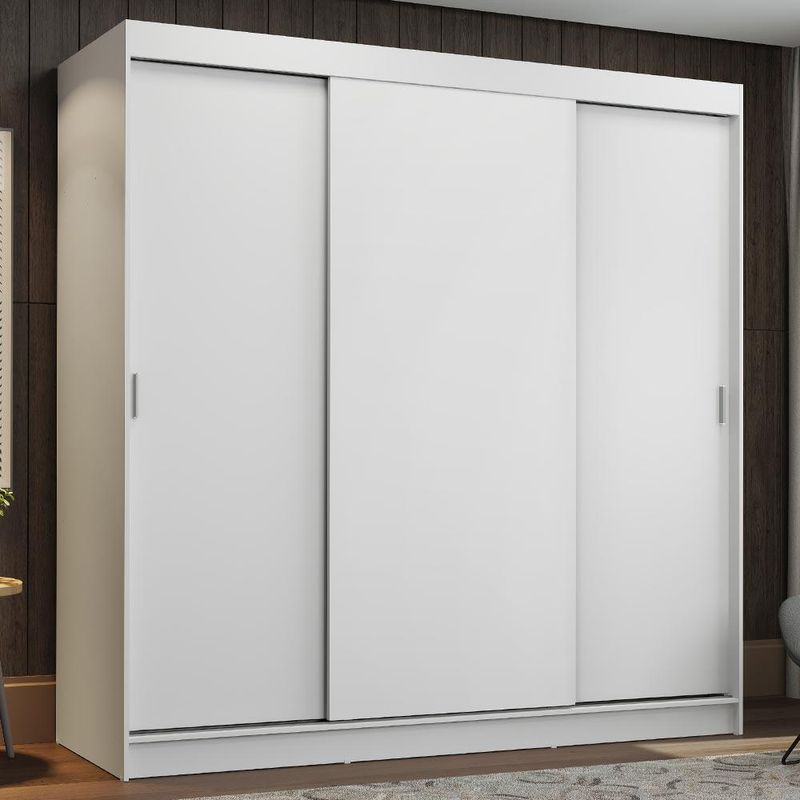 Guarda-roupa casal madesa reno 3 portas de correr - branco