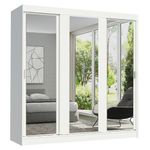 Guarda-roupa casal madesa reno 3 portas de correr de espelho - branco