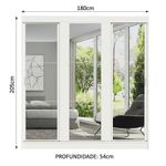 Guarda-roupa casal madesa reno 3 portas de correr de espelho - branco