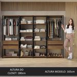 Guarda-roupa closet modulado valencia 4 gavetas 258cm madesa 02