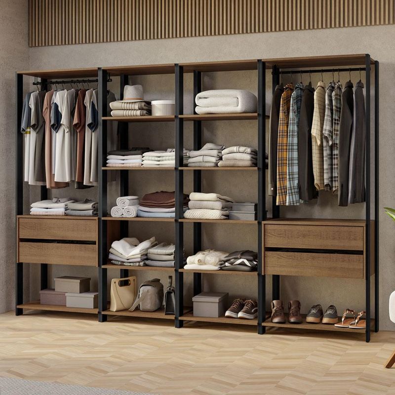 Guarda-roupa closet modulado valencia 4 gavetas 258cm madesa 02