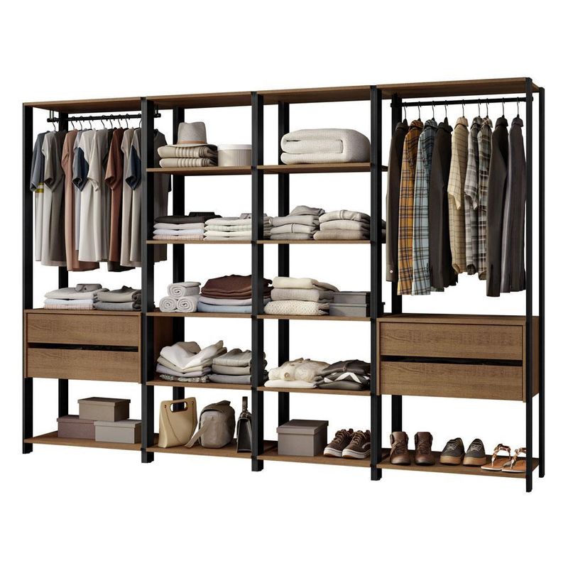 Guarda-roupa closet modulado valencia 4 gavetas 258cm madesa 02