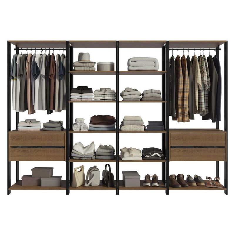 Guarda-roupa closet modulado valencia 4 gavetas 258cm madesa 02