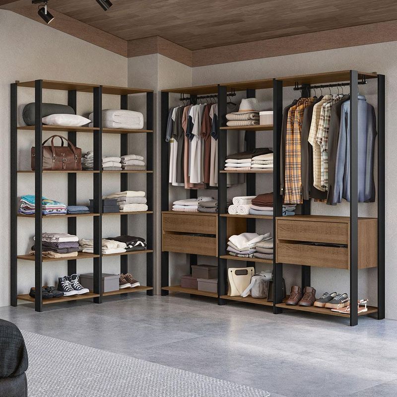 Guarda-roupa closet modulado 4 gavetas 317 cm valencia madesa