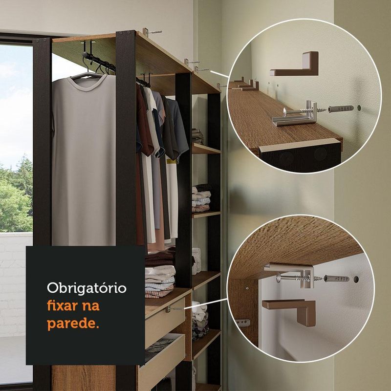 Guarda-roupa closet modulado 4 gavetas 317 cm valencia madesa