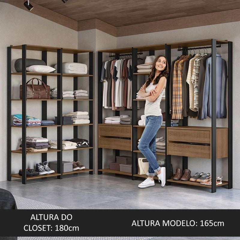 Guarda-roupa closet modulado 4 gavetas 317 cm valencia madesa