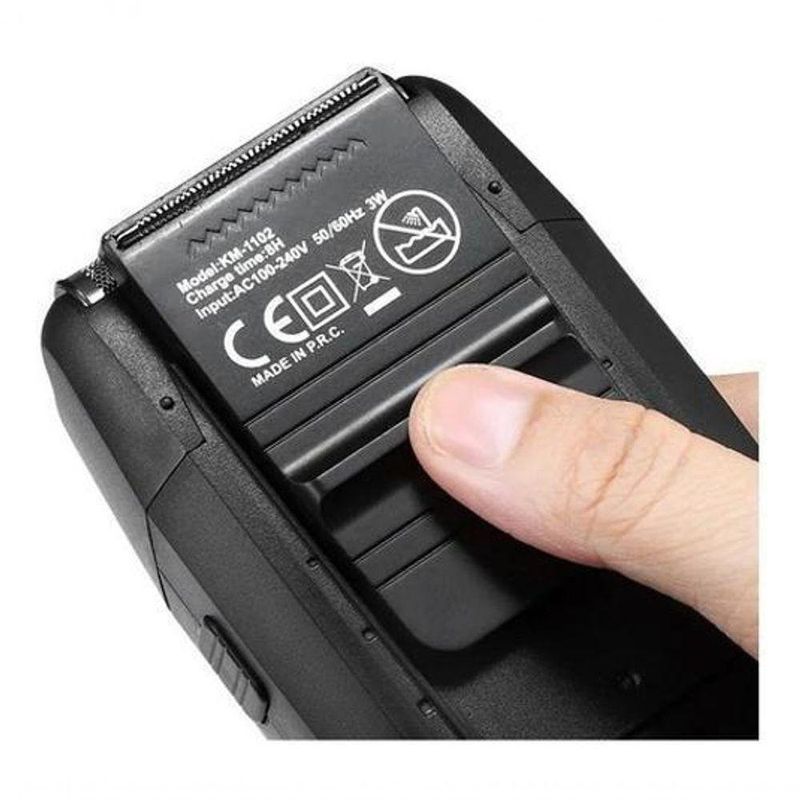 Barbeador Elétrico Shaver Sem Fio Kemei 2 Lâminas Km-1102