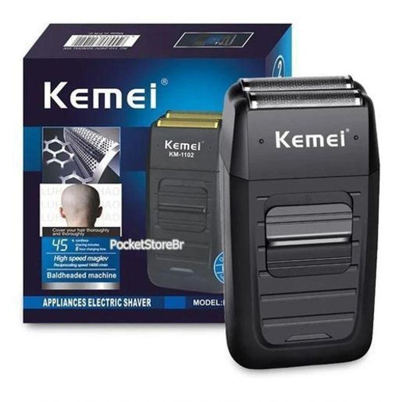 Barbeador Elétrico Shaver Sem Fio Kemei 2 Lâminas Km-1102