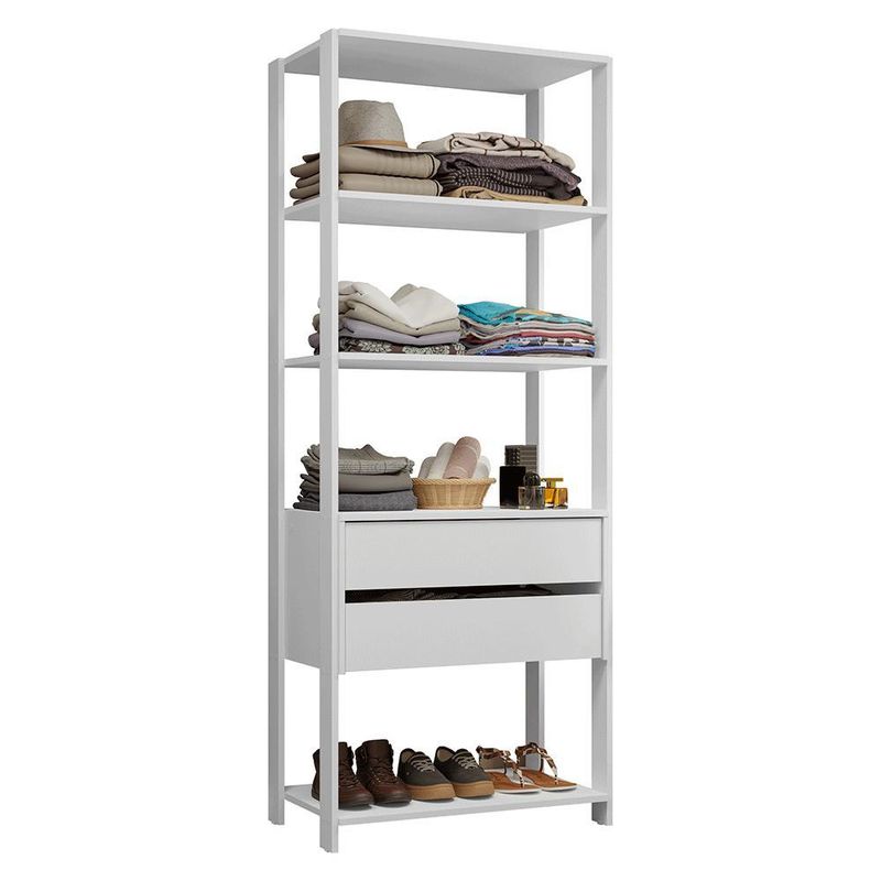 Guarda-roupa closet modulado 2 gavetas 4 prateleiras 70cm branco valencia madesa