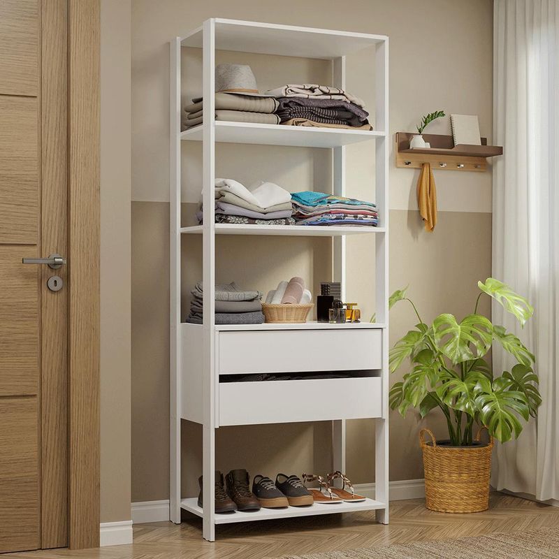 Guarda-roupa closet modulado 2 gavetas 4 prateleiras 70cm branco valencia madesa