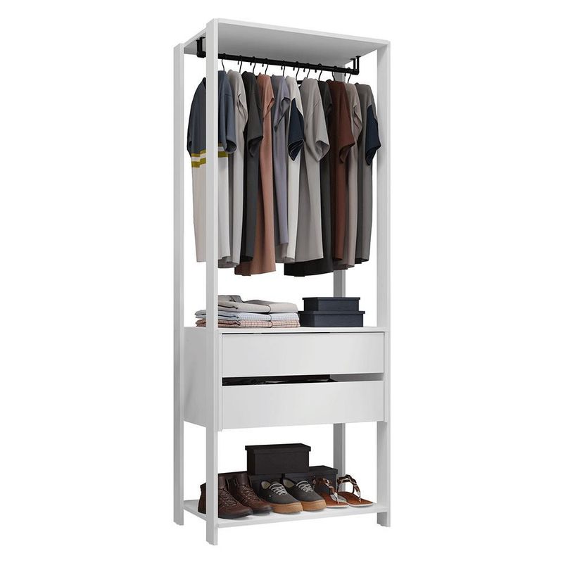 Guarda-roupa closet modulado 2 gavetas 70cm branco valencia madesa