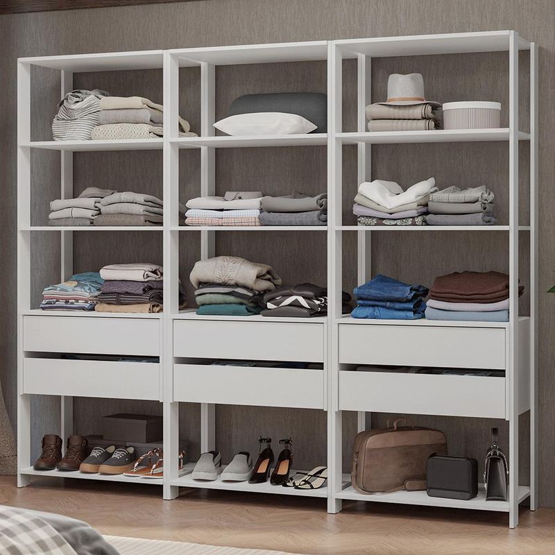 Guarda-roupa closet modulado 6 gavetas 210 cm valencia madesa