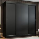 Guarda-roupa casal madesa reno 3 portas de correr - preto