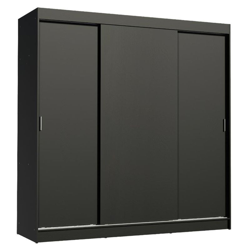 Guarda-roupa casal madesa reno 3 portas de correr - preto
