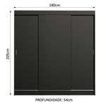 Guarda-roupa casal madesa reno 3 portas de correr - preto