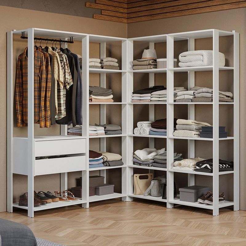 Guarda-roupa closet modulado 2 gavetas 247 cm branco valencia madesa