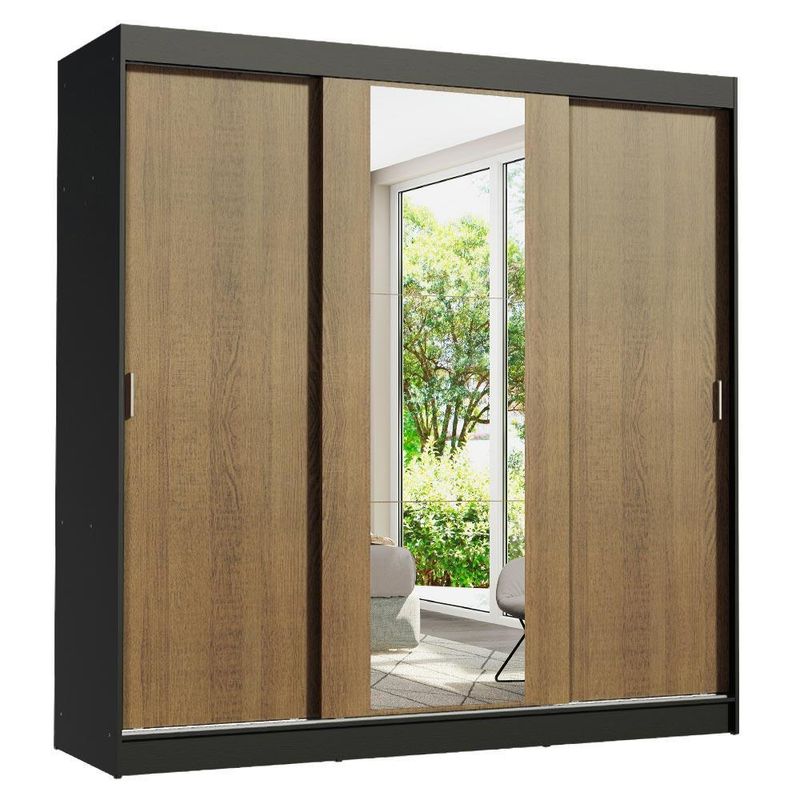 Guarda-roupa casal madesa reno 3 portas de correr com espelho p
