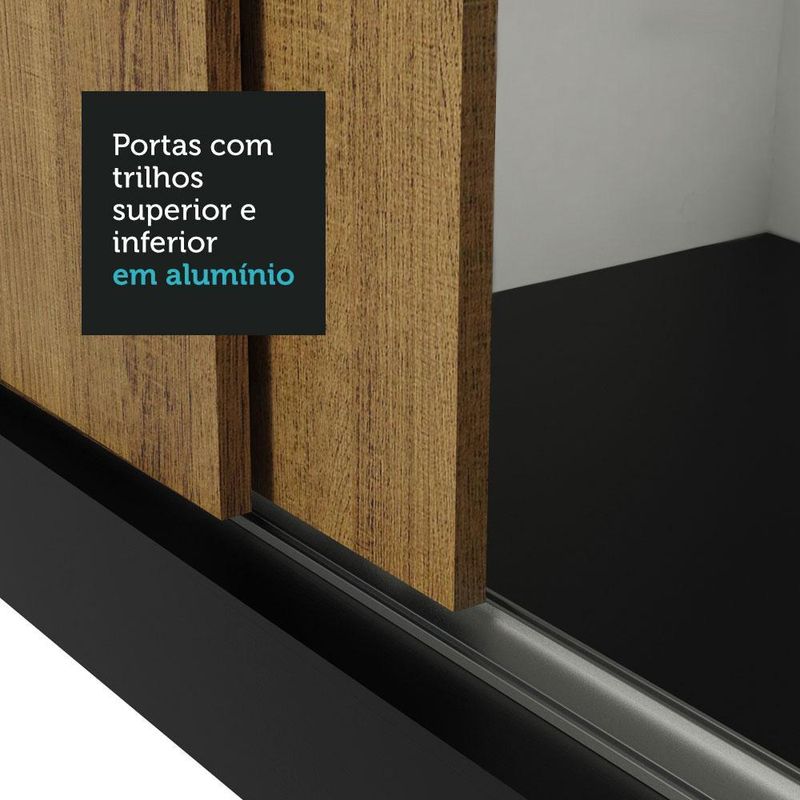 Guarda-roupa casal madesa reno 3 portas de correr com espelho p