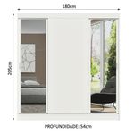 Guarda-roupa casal madesa reno 3 portas de correr com espelhos - branco