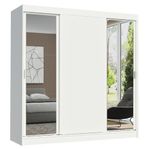 Guarda-roupa casal madesa reno 3 portas de correr com espelhos - branco