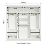 Guarda-roupa casal madesa reno 3 portas de correr com espelhos - branco