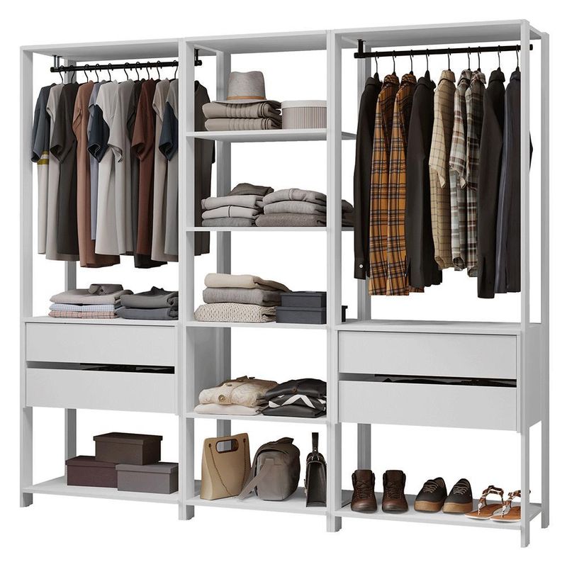 Guarda-roupa closet modulado 4 gavetas 199 cm branco valencia madesa