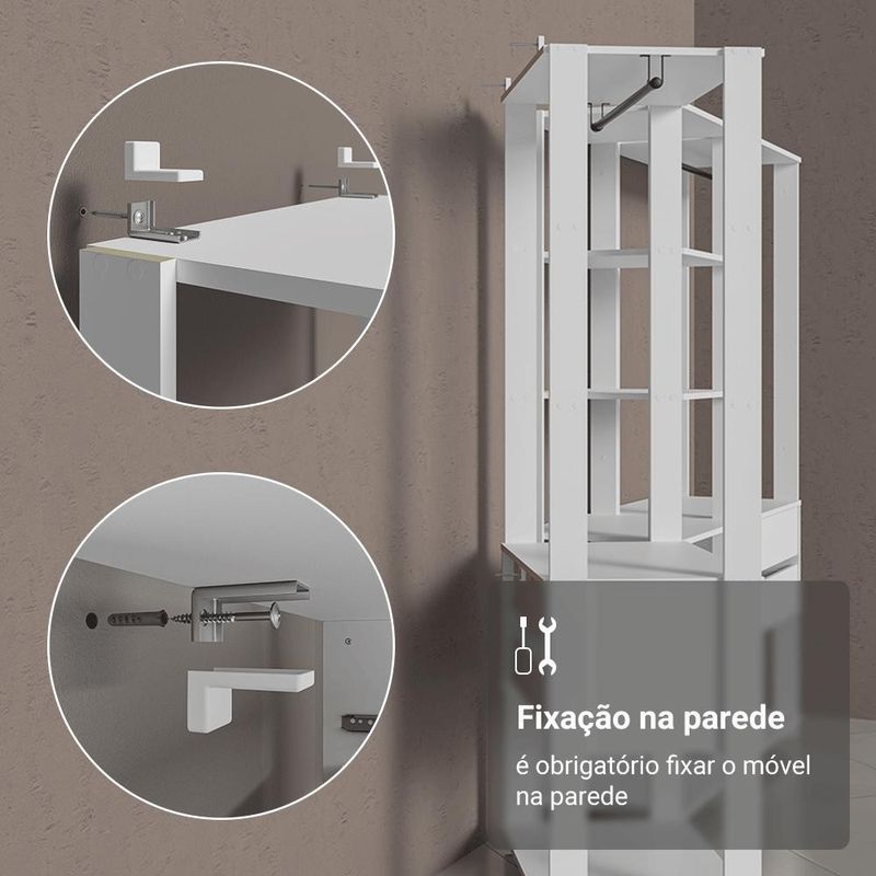 Guarda-roupa closet modulado 4 gavetas 199 cm branco valencia madesa