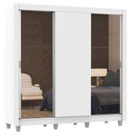 Guarda-roupa casal madesa lyon 3 portas de correr com espelhos 2 gavetas com pés