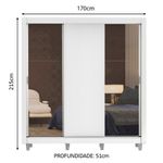 Guarda-roupa casal madesa lyon 3 portas de correr com espelhos 2 gavetas com pés