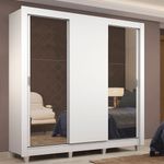 Guarda-roupa casal madesa lyon 3 portas de correr com espelhos 2 gavetas com pés