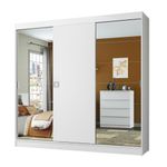 Guarda-roupa casal madesa veneza 3 portas de correr com espelhos - branco