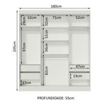 Guarda-roupa casal madesa veneza 3 portas de correr com espelhos - branco