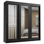 Guarda-roupa casal madesa kansas 3 portas de correr de espelho 3 gavetas