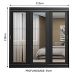 Guarda-roupa casal madesa kansas 3 portas de correr de espelho 3 gavetas