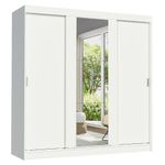 Guarda-roupa casal madesa reno 3 portas de correr com espelho - branco