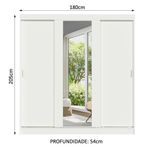 Guarda-roupa casal madesa reno 3 portas de correr com espelho - branco