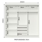 Guarda-roupa casal madesa istambul 3 portas de correr com espelhos 3 gavetas - branco